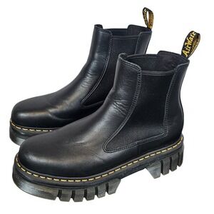 Dr‎ Martens Audrick Chelsea Boots Black Leather Platform Chunky Sole US W 11/10M